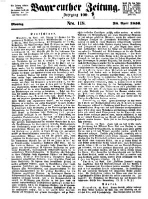 Bayreuther Zeitung Montag 28. April 1856