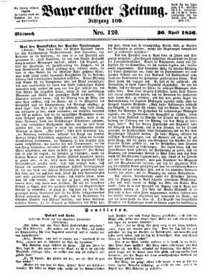 Bayreuther Zeitung Mittwoch 30. April 1856