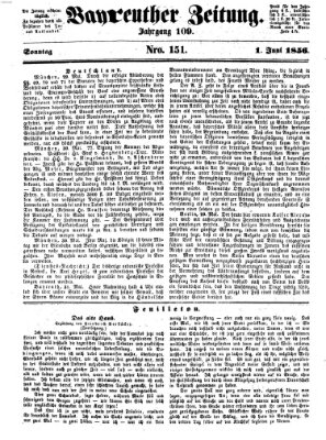 Bayreuther Zeitung Sonntag 1. Juni 1856