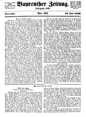 Bayreuther Zeitung Donnerstag 12. Juni 1856