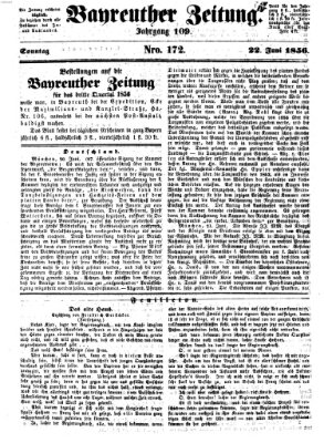 Bayreuther Zeitung Sonntag 22. Juni 1856