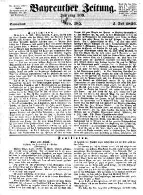 Bayreuther Zeitung Samstag 5. Juli 1856