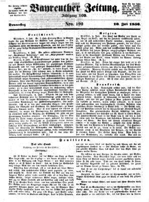 Bayreuther Zeitung Donnerstag 10. Juli 1856