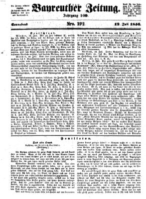 Bayreuther Zeitung Samstag 12. Juli 1856