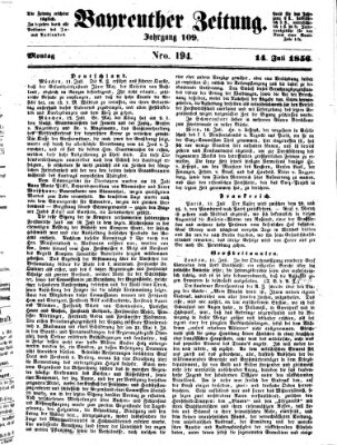 Bayreuther Zeitung Montag 14. Juli 1856