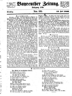 Bayreuther Zeitung Dienstag 15. Juli 1856