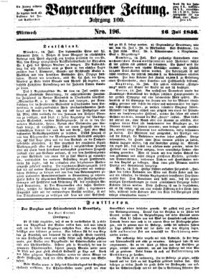 Bayreuther Zeitung Mittwoch 16. Juli 1856