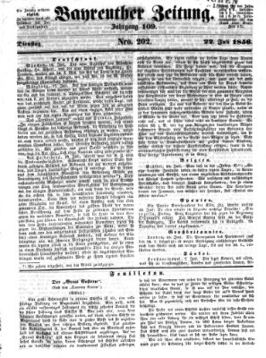 Bayreuther Zeitung Dienstag 22. Juli 1856