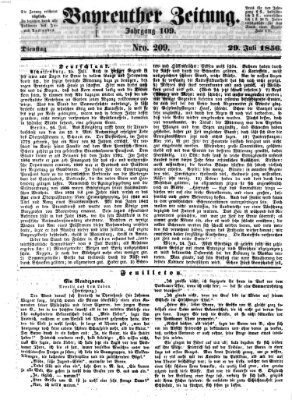 Bayreuther Zeitung Dienstag 29. Juli 1856