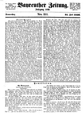 Bayreuther Zeitung Donnerstag 31. Juli 1856