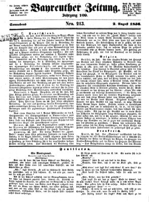 Bayreuther Zeitung Samstag 2. August 1856