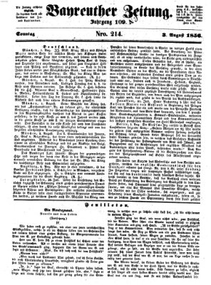 Bayreuther Zeitung Sonntag 3. August 1856