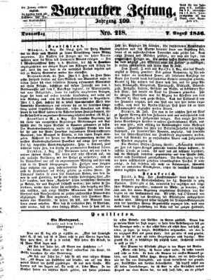 Bayreuther Zeitung Donnerstag 7. August 1856