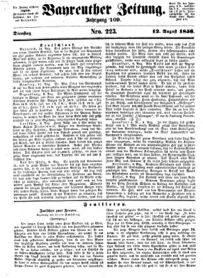 Bayreuther Zeitung Dienstag 12. August 1856