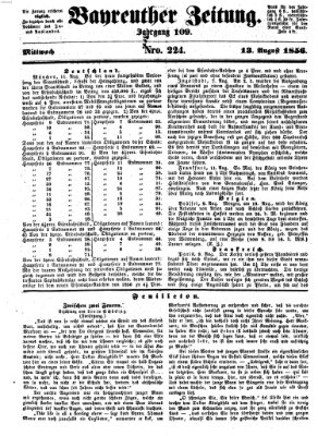 Bayreuther Zeitung Mittwoch 13. August 1856