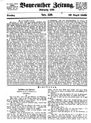 Bayreuther Zeitung Dienstag 19. August 1856