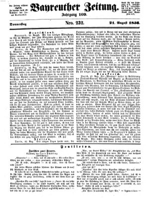 Bayreuther Zeitung Donnerstag 21. August 1856