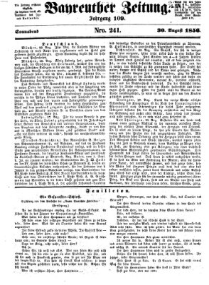 Bayreuther Zeitung Samstag 30. August 1856