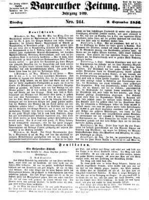 Bayreuther Zeitung Dienstag 2. September 1856