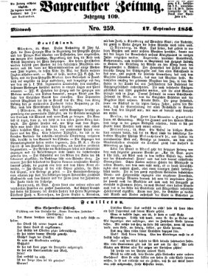 Bayreuther Zeitung Mittwoch 17. September 1856