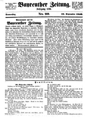 Bayreuther Zeitung Donnerstag 18. September 1856