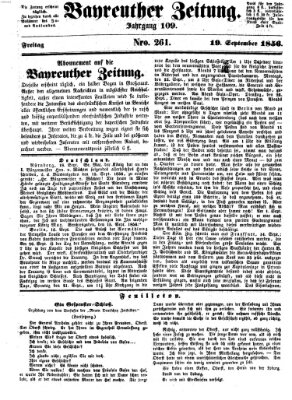Bayreuther Zeitung Freitag 19. September 1856