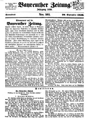 Bayreuther Zeitung Samstag 20. September 1856