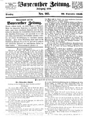 Bayreuther Zeitung Dienstag 23. September 1856