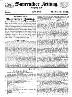 Bayreuther Zeitung Freitag 26. September 1856