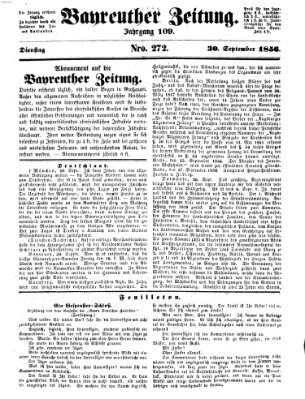 Bayreuther Zeitung Dienstag 30. September 1856