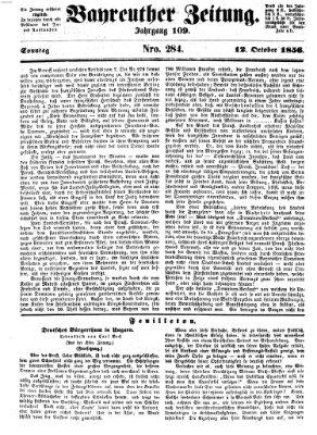 Bayreuther Zeitung Sonntag 12. Oktober 1856