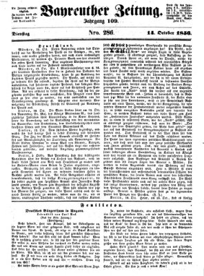 Bayreuther Zeitung Dienstag 14. Oktober 1856