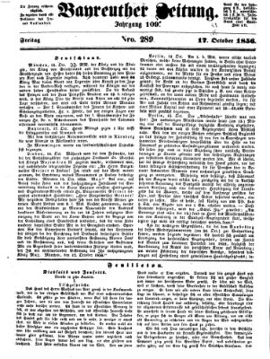 Bayreuther Zeitung Freitag 17. Oktober 1856