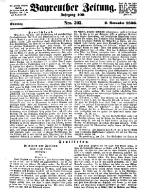 Bayreuther Zeitung Sonntag 2. November 1856