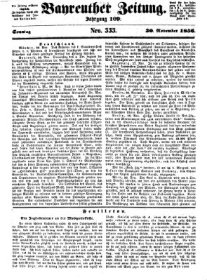 Bayreuther Zeitung Sonntag 30. November 1856