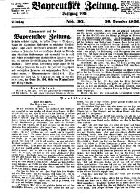 Bayreuther Zeitung Dienstag 30. Dezember 1856