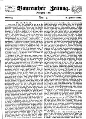 Bayreuther Zeitung Montag 5. Januar 1857