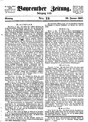 Bayreuther Zeitung Montag 12. Januar 1857