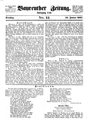 Bayreuther Zeitung Dienstag 13. Januar 1857