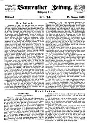 Bayreuther Zeitung Mittwoch 14. Januar 1857