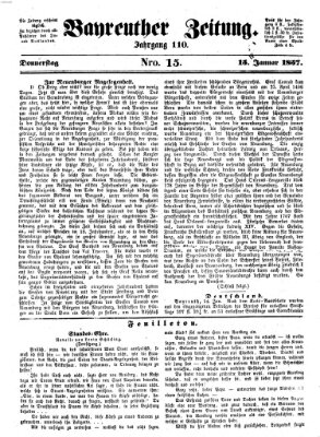 Bayreuther Zeitung Donnerstag 15. Januar 1857