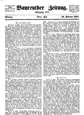 Bayreuther Zeitung Montag 16. Februar 1857