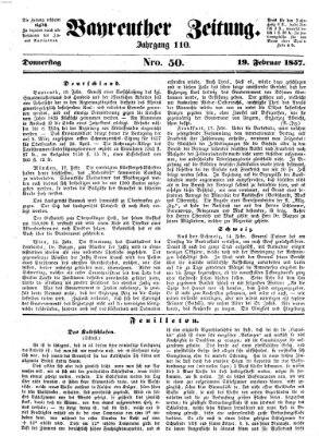 Bayreuther Zeitung Donnerstag 19. Februar 1857