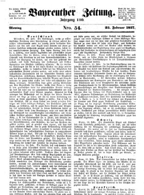 Bayreuther Zeitung Montag 23. Februar 1857