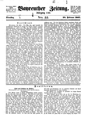 Bayreuther Zeitung Dienstag 24. Februar 1857