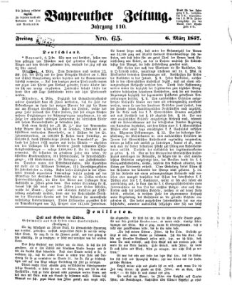 Bayreuther Zeitung Freitag 6. März 1857