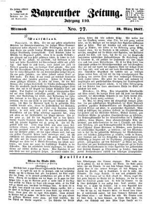 Bayreuther Zeitung Mittwoch 18. März 1857