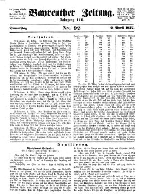 Bayreuther Zeitung Donnerstag 2. April 1857