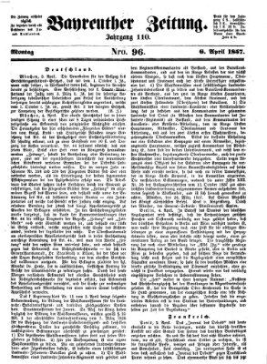 Bayreuther Zeitung Montag 6. April 1857