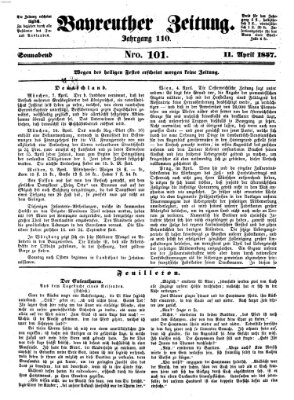 Bayreuther Zeitung Samstag 11. April 1857